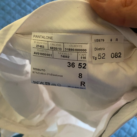 Men’s Canali Dress Pants Sz 36 White not hemmed and unworn. Stain. - Picture 4 of 5